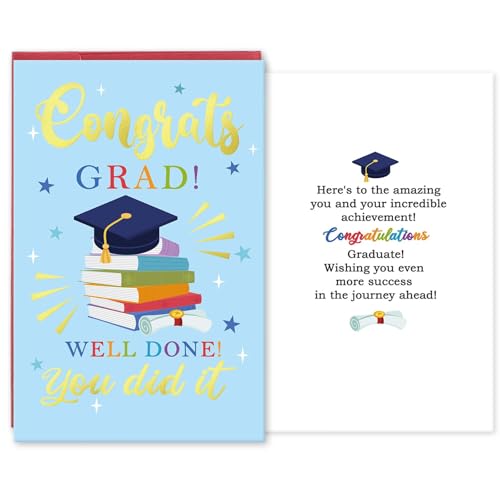 Congrats Grad Graduation Card - Premium 300gsm Greeting Card for Graduates