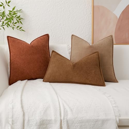 Waterproof Brown Lumbar Pillow Cover 12"x20" with Zipper