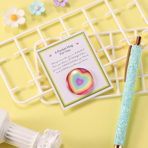 BOXOB Pocket Hug Heart Token with Inspirational Message Card - 3cm Thinking of You Gift
