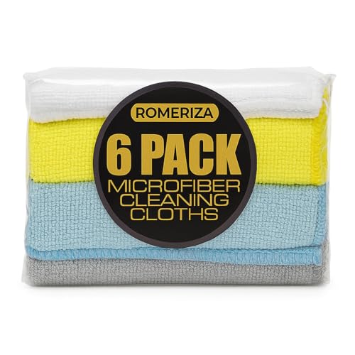 Microfiber Cleaning Cloths Multi-Color 6-Pack - Lint-Free & Durable