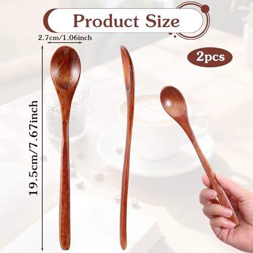2 Pack 7.6-Inch Wooden Spoons for Honey & Coffee - Padauk
