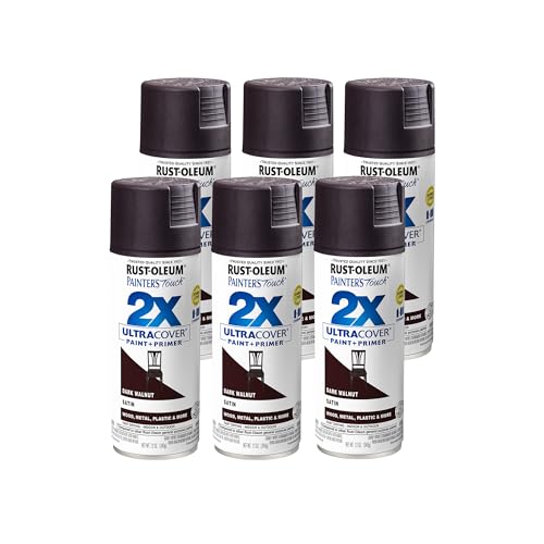 Rust-Oleum Painter's Touch 2X Ultra Cover Spray Paint, Satin Dark Walnut, 6 Pack