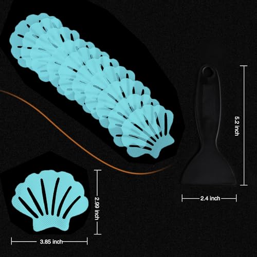 Secopad 12PCS Blue Non-Slip Bathtub Stickers with Scraper - Safe Bath Grip