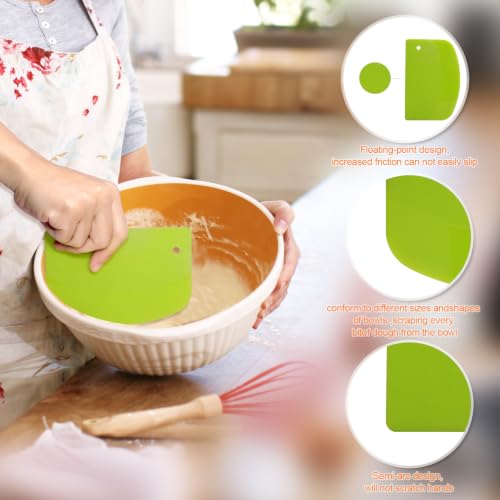 3-Piece Plastic Dough Scraper Set - Flexible Kitchen Tool for Baking