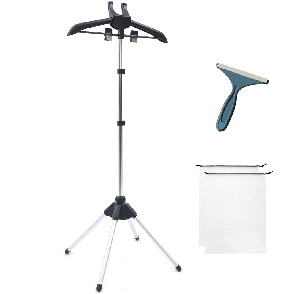 GIPOBUY Portable Steamer Stand for Clothes, Steamer Rack Steam Iron Stand for Steaming Clothes, Travel Garment Hanger Steaming Rack, Handheld Steamers Clothing Rack for RV, Home, Hotel (Black)