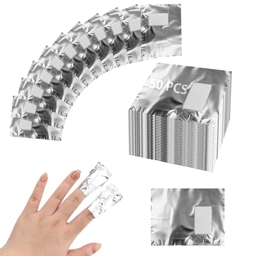 LUSTRIB 50 Pcs Nail Foil Wraps with Cotton Pads for Gel & Acrylic Removal