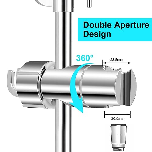 OSDUE White Adjustable Shower Head Holder - 360° Rotating Chrome Clamp