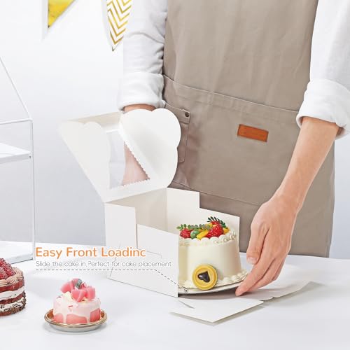 White 6 Inch Small Cake Boxes with Cake Boards & Stickers - Pack of 48