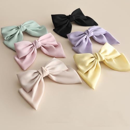 iRIIRIO 3-Piece Satin Bow Hair Barrettes with Metal Clips for Women