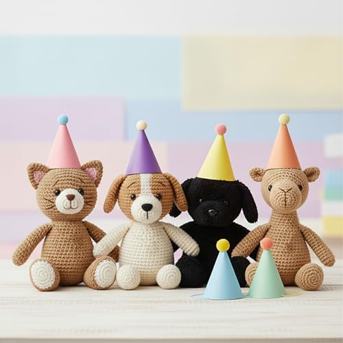 6 Mini Party Hats for Small Pets - Vibrant Birthday Cone Hats