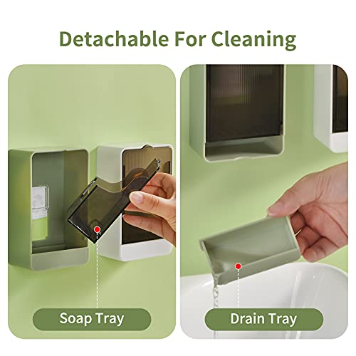 Self-Draining Soap Holder Dish for Shower & Kitchen - 2 Pack