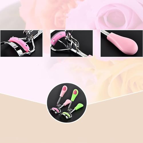 Pink Eyelash Curler with Built-in Comb and Replacement Pads Set