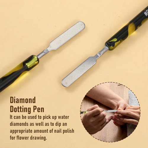 Bruislard 2 Pcs Dual-Ended Nail Art Brushes & Stirring Rod for Gel Nails