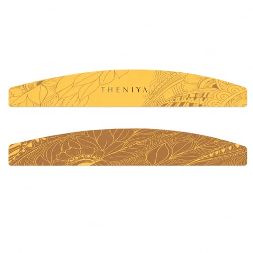 Theniya Nail File 100/180 Grit Half Moon Dual Sided Emery for Natural Nails