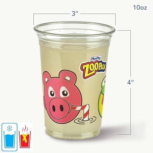 Hefty Zoo Pals Kids Cups - 10oz, 25ct, Fun Animal Print