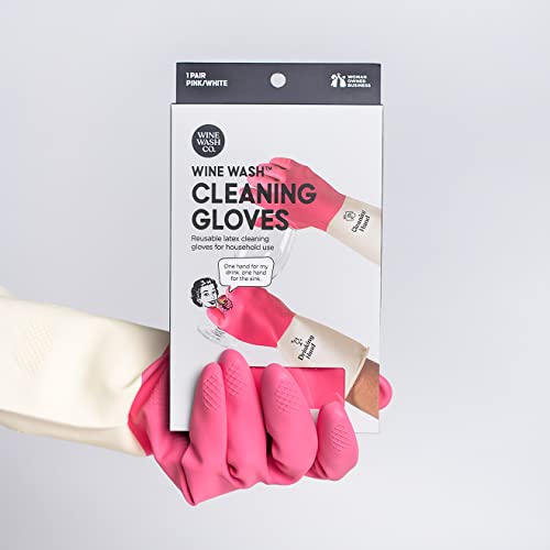 Wine Wash Pink Reusable Kitchen Cleaning Gloves - Comfortable & Durable