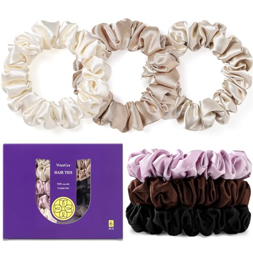 WantGor Satin Hair Scrunchies for Women No Damage Silk Hair Ties