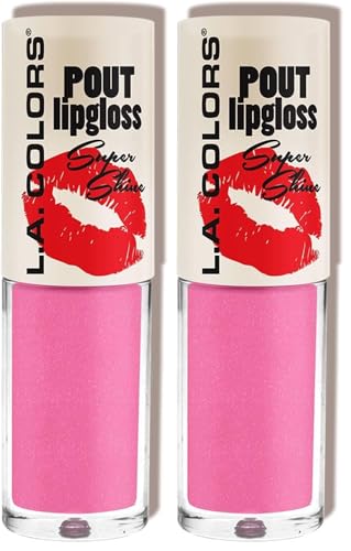 L.A. COLORS Pout Shiny Lip Gloss, Sweet Shimmer 2-Pack