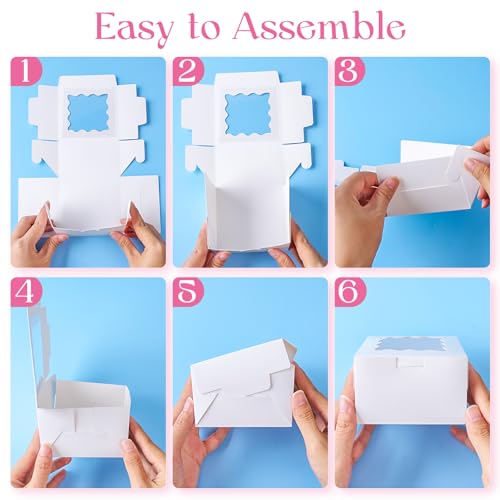 Homrelaxy 30 Pack Cookie Gift Boxes with Windows - 4x4x2.5 Inch Bakery Packaging Set