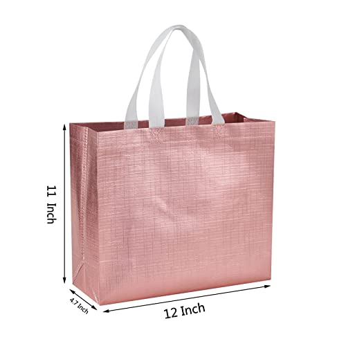 Tendwarm 6 Pcs Large Reusable Gift Bags with Handles - Rose Gold