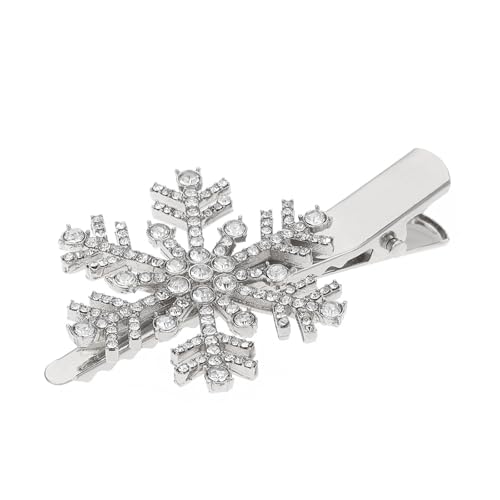 Soochat Rhinestone Snowflake Hair Clips Sparkly Silver Hair Barrettes