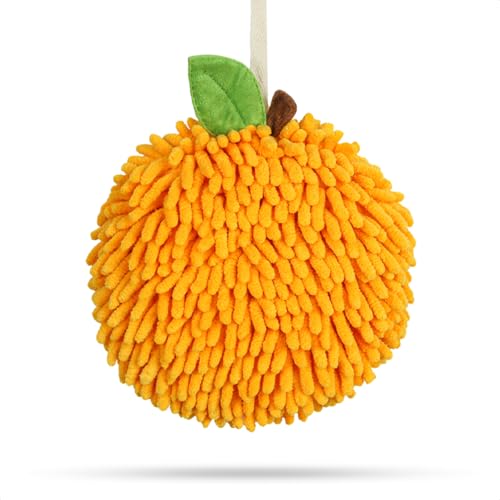 Tyrafry Chenille Hand Towel - Soft Absorbent Hanging Towel, Persimmon 7x7"