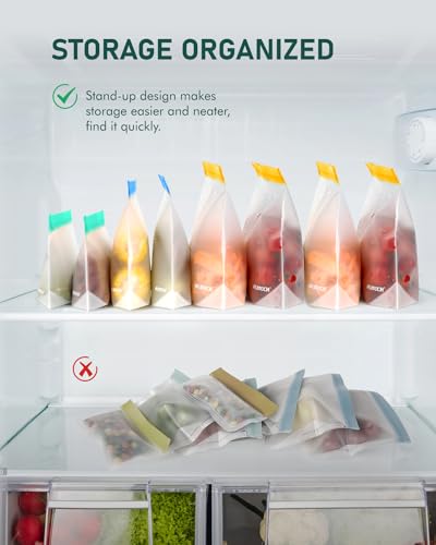 IDEATECH Reusable Silicone Freezer Bags Set - Leakproof Food Storage, Stand-Up & Dishwasher Safe