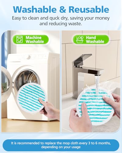 6 Pack Microfiber Mop Pads for PurSteam ScrubMaster - Washable & Reusable