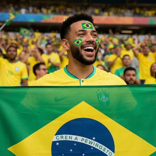 Brazil Flag Temporary Tattoos - 20 Sheets Waterproof Face Stickers