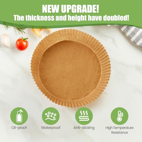 8-Inch Non-Stick Air Fryer Paper Liners 125 Pcs, Round, Oil-Resistant, Food Grade