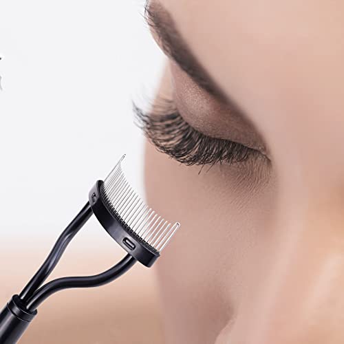 MSQ Stainless Steel Eyelash Comb and Separator Tool with Protective Cover