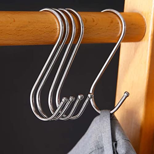 Lansonee 10-Piece Stainless Steel S-Shaped Hooks for Kitchen and Bathroom Storage, Large Size