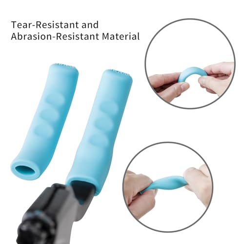 2 Pairs Silicone Brake Lever Covers for Bikes - Anti-Slip Handle Sleeves, Fits Mountain & Road Bicycles (Blue & Orange)