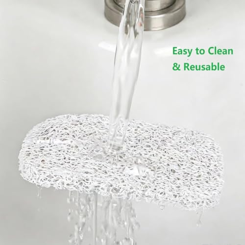 Emlim White Soap Holder Pad - 4 Pack Non-Slip Soap Dish Liners for Kitchen & Bathroom, Custom Fit, Extend Soap Lifespan