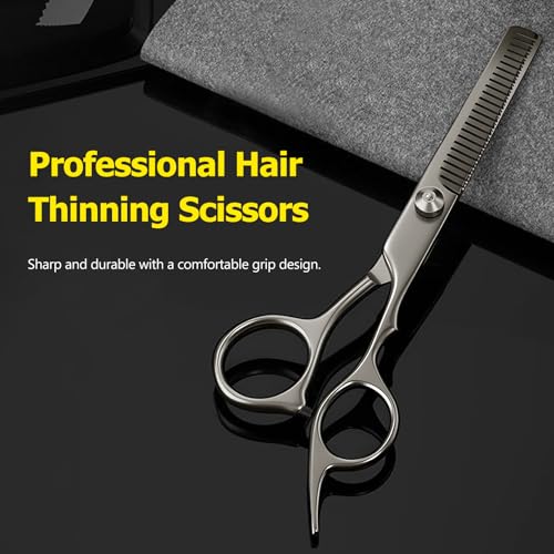 Kootinn 6-Inch Professional Hair Thinning Scissors Black Stainless Steel Barber Shears
