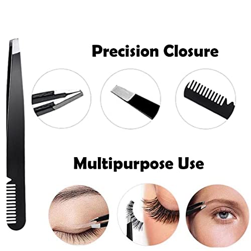 5-Piece Eyebrow Grooming Kit with Razor, Tweezer, Scissor, Eyelash Curler & Storage Bag