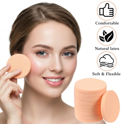 12 Pcs Round Makeup Sponges, Soft Foam Applicator Puffs for Liquid Foundation