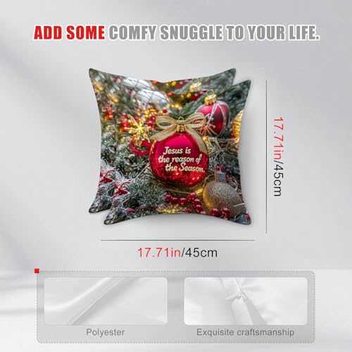 Jesus is the Reason Christmas Throw Pillow Covers - 18x18 Set of 2 #003