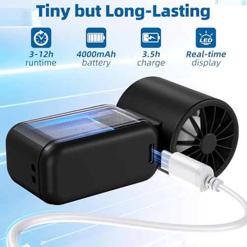 CIVPOWER Portable Handheld Mini Fan - USB Rechargeable Turbo Cooling, Black