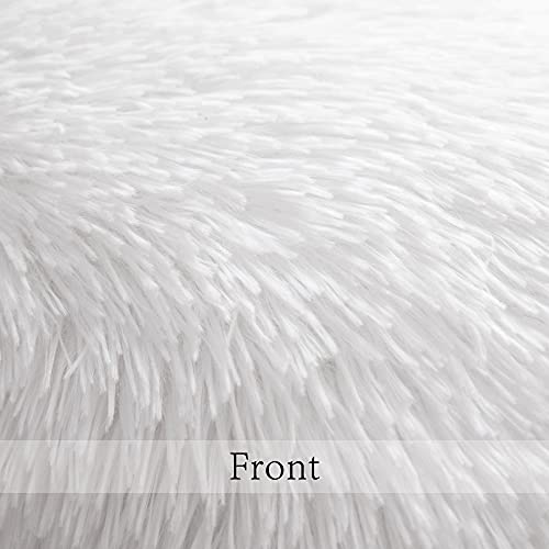 ANRODUO Faux Fur Throw Pillow Covers - 18x18 Inch White, Set of 2