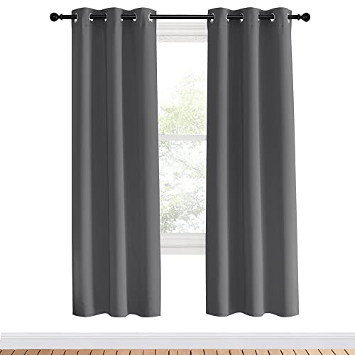 NICETOWN Grey Blackout Curtains 34" x 70" - Grommet Top Room Darkening Panels