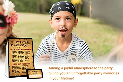 What's Your Pirate Name Game - Vintage Birthday Party Sign and Stickers