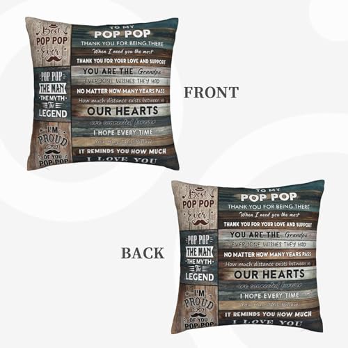 Pop Pop Throw Pillow Cover 18x18 Inches - Meaningful Grandpa Gift