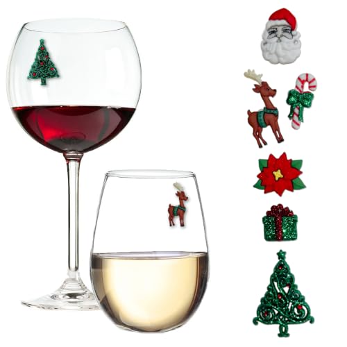 Christmas Magnetic Wine Glass Charms - Santa Set of 6 | Simply Charmed