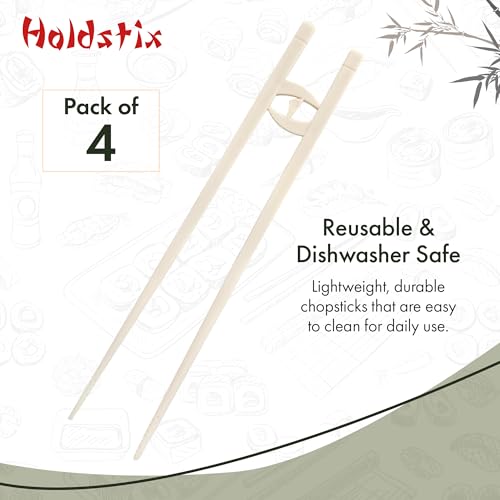 Reusable Beginner Chopsticks for Adults - 4 Pcs with Helper Design