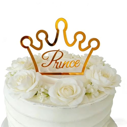 Crown Prince Cake Topper Gold Acrylic Birthday Party Decoration