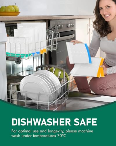 IDEATECH Reusable Silicone Freezer Bags Set - Leakproof Food Storage, Stand-Up & Dishwasher Safe