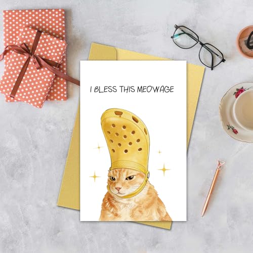Funny Pope Cat Meme Wedding Card #2 - Humorous Engagement Card for Cat Lovers