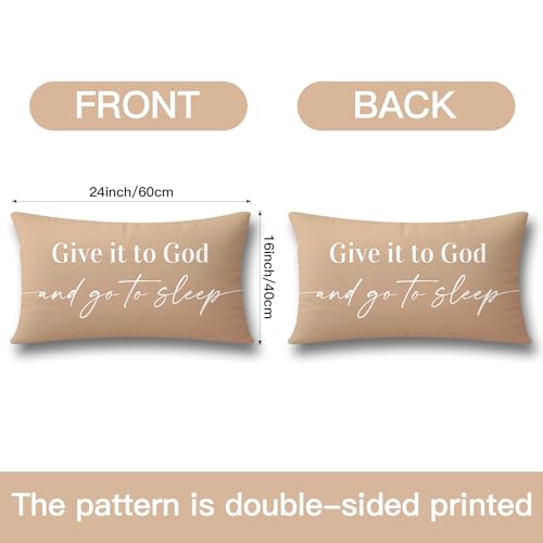 OTOSTAR 16x24 Inch Coffee Brown Decorative Pillow Cover Double Sided Give It to God and Go to Sleep