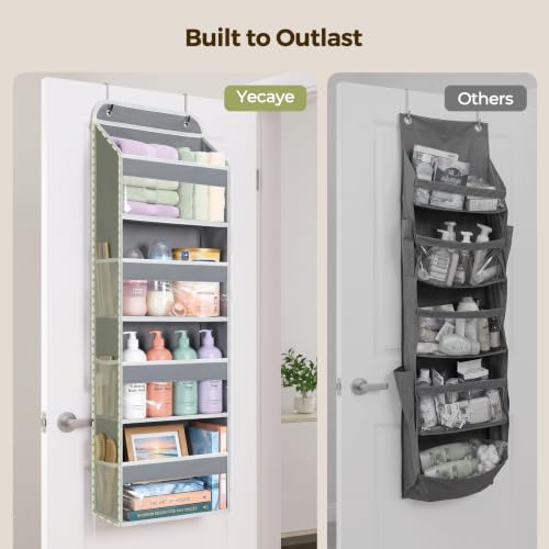LAMU Over Door Organizer - 4 Tier Grey Storage with PVC Windows